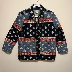 Boho Embroidered Blazer Size 8 Multicolor Festival VNTG Sag Harbor Cottagecore